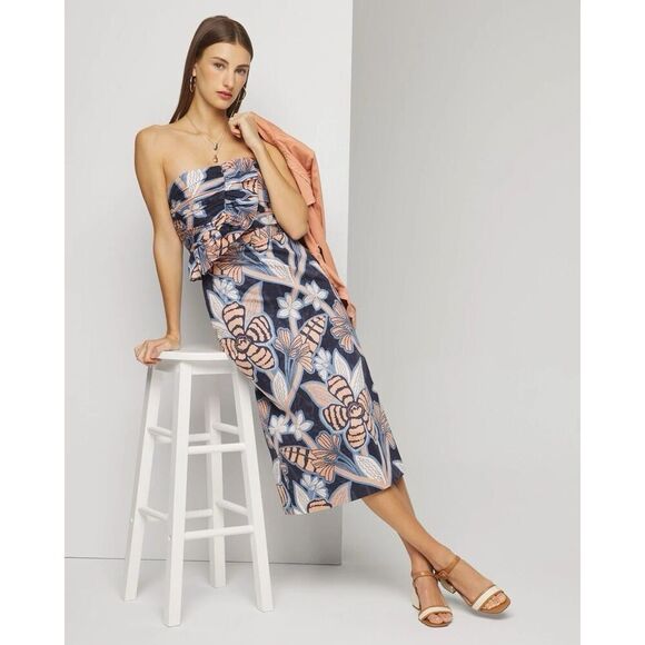 White House Black Market Strapless Ruffle Bust Sheath Dress Size 2 - Picture 4 of 13